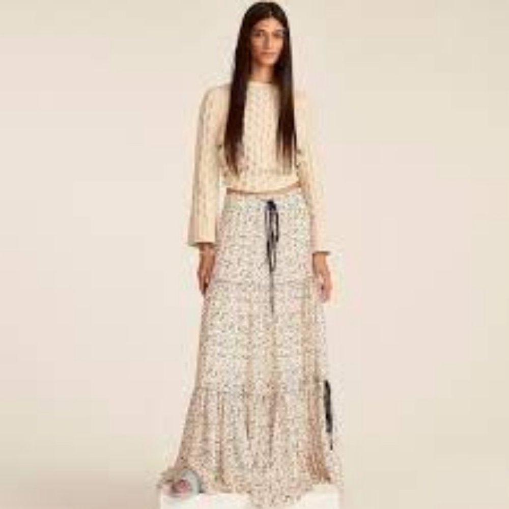 J Crew Tiered Chiffon Maxi Skirt